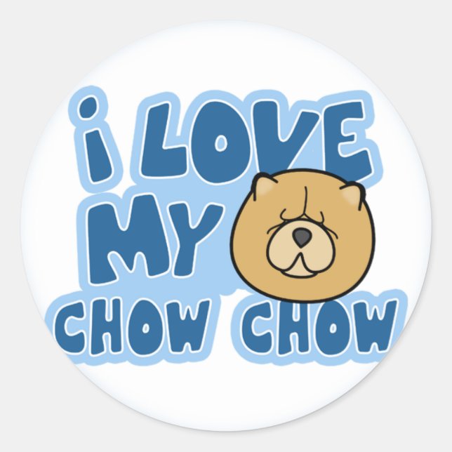 Pegatina Redonda Amo a mis Pegatinas Chow Chow (Anverso)