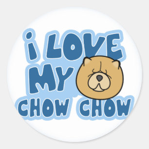 Pegatina Redonda Amo a mis Pegatinas Chow Chow