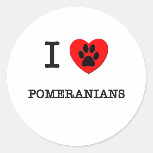PEGATINA REDONDA AMO A MIS POMERANÍES (Anverso)