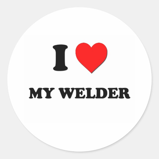 Pegatina Redonda Amo a My Welder (Anverso)