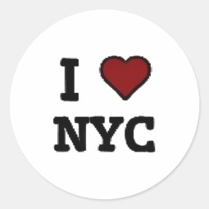 Pegatina Redonda Amo a NYC corazón