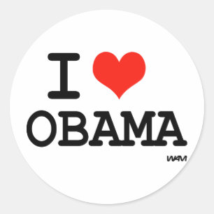 Pegatina Redonda Amo a Obama
