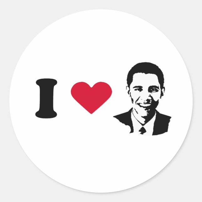 Pegatina Redonda Amo a Obama (Anverso)
