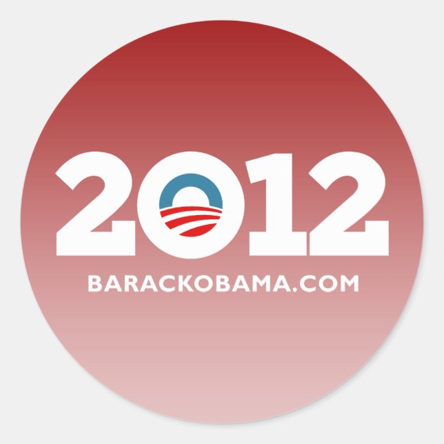 Pegatina Redonda Amo a Obama 2012 (Anverso)