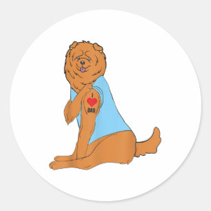 Pegatina Redonda Amo A Papá - Tatuaje Del Corazón Del Perro Chow _1
