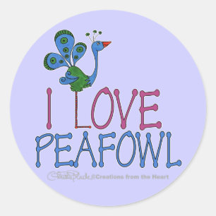 Pegatina Redonda Amo a Peafowl