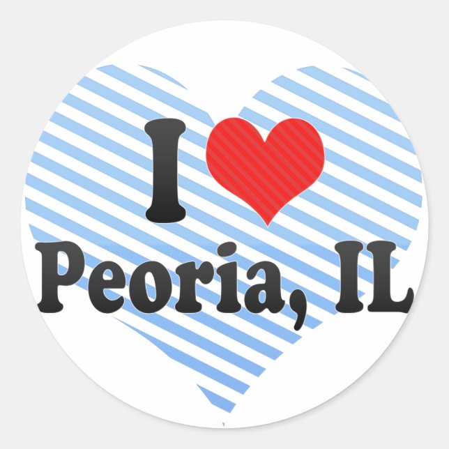 Pegatina Redonda Amo a Peoria, IL (Anverso)