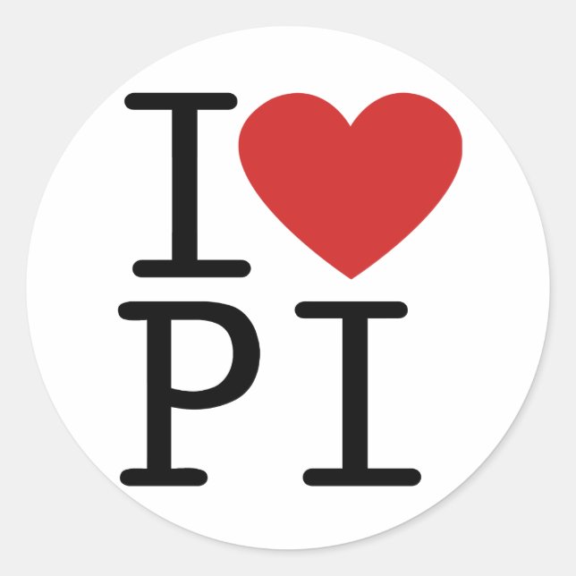 Pegatina Redonda Amo a PI (Pegatina) (Anverso)