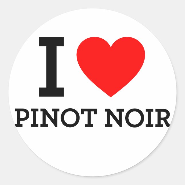 Pegatina Redonda Amo a Pinot Noir (Anverso)