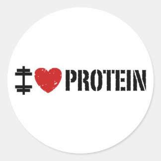 Pegatina Redonda Amo a Proteína