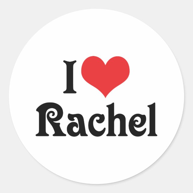 Pegatina Redonda Amo a Rachel (Anverso)
