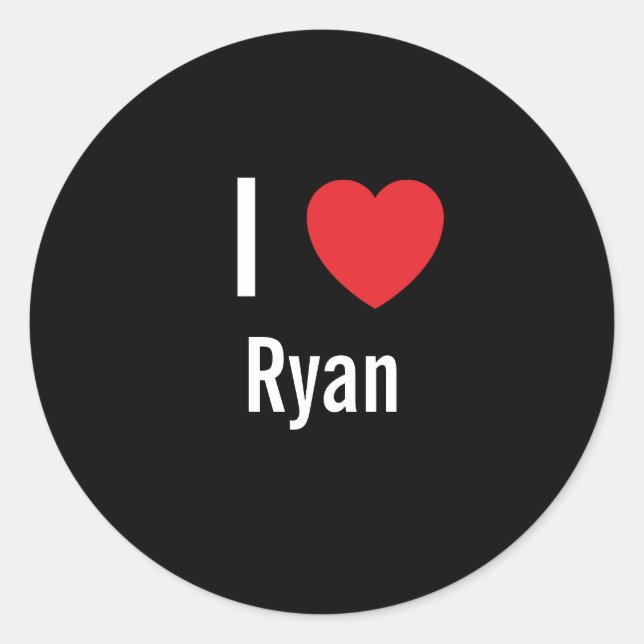 Pegatina Redonda Amo a Ryan (Anverso)