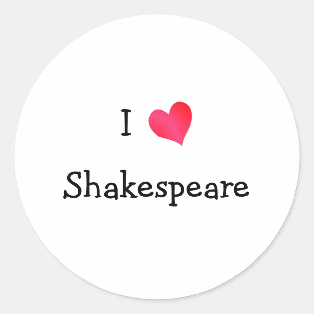 Pegatina Redonda Amo a Shakespeare (Anverso)
