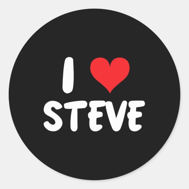 Pegatina Redonda Amo a Steve - Corazón - Nombre  (Anverso)