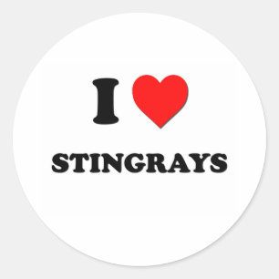 Pegatina Redonda Amo a Stingrays