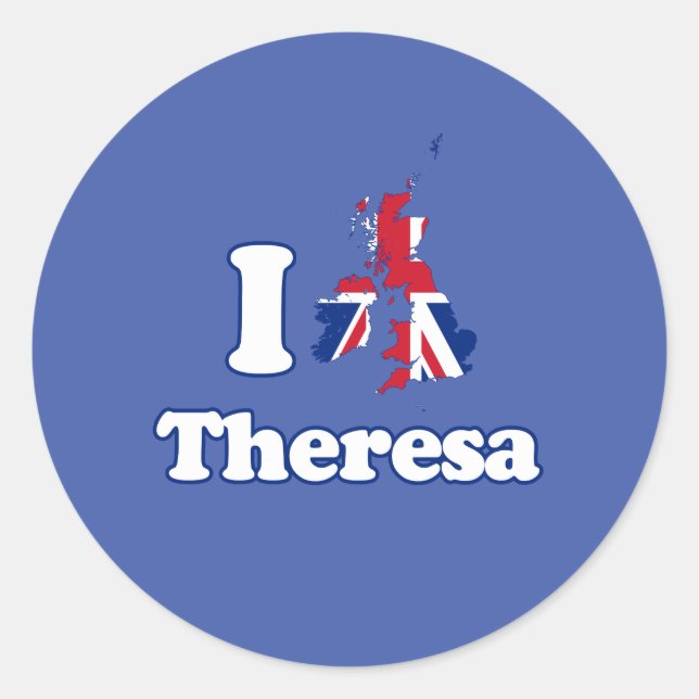 Pegatina Redonda Amo a Theresa - GBR - - (Anverso)