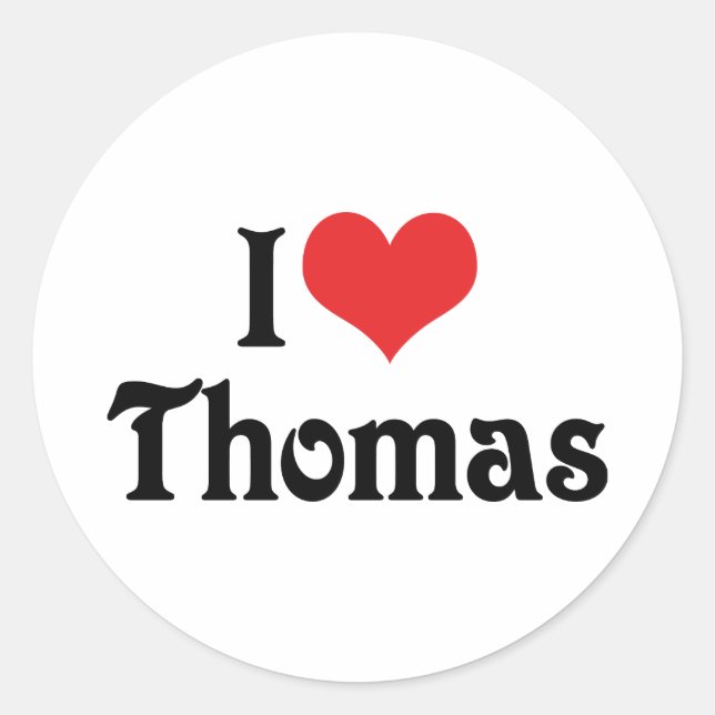 Pegatina Redonda Amo a Thomas (Anverso)