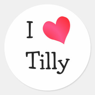 Pegatina Redonda Amo a Tilly