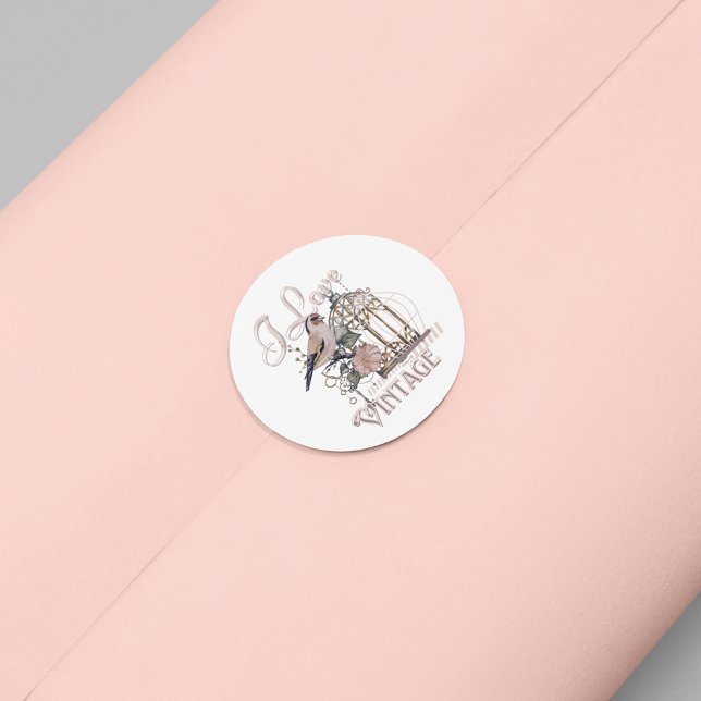 Pegatina Redonda Amo a Vintage (Subido por el creador)