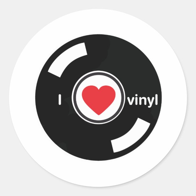 Pegatina Redonda Amo a Vinyl (Anverso)