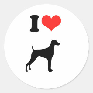 Pegatina Redonda Amo a Weimaraners