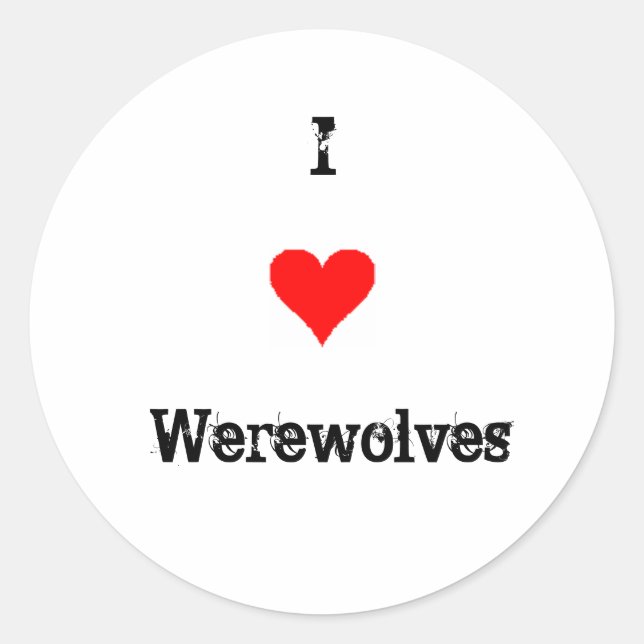 Pegatina Redonda Amo a Werewolves (Anverso)