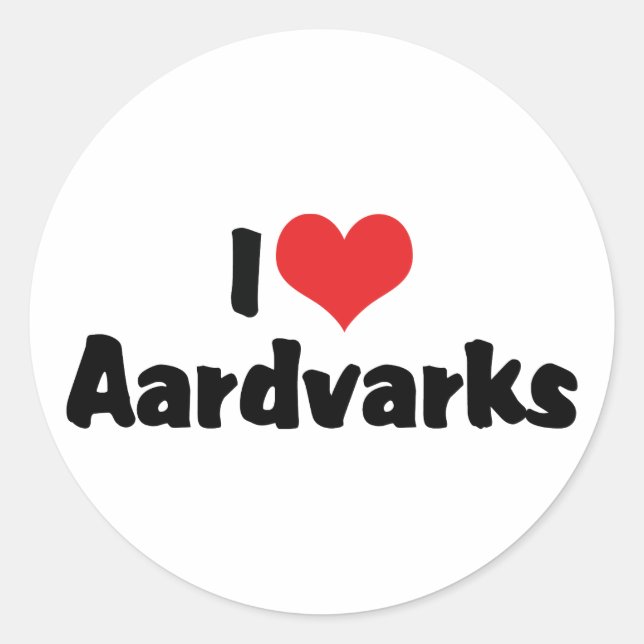 Pegatina Redonda Amo Aardvarks de Corazón (Anverso)