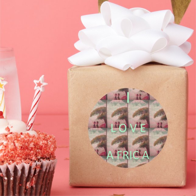 Pegatina Redonda Amo África - Patrón de paisaje cultural (Fiesta)