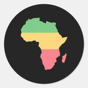 Pegatina Redonda Amo África, un continente de color rosta