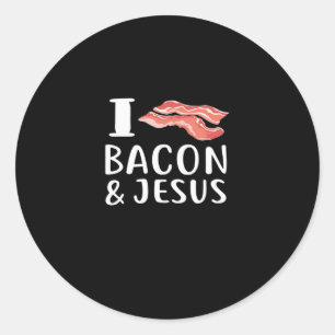 Pegatina Redonda Amo al Bacon Jesús por el amor cristiano por la co