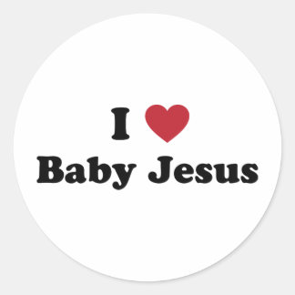 Pegatina Redonda Amo al bebé Jesús