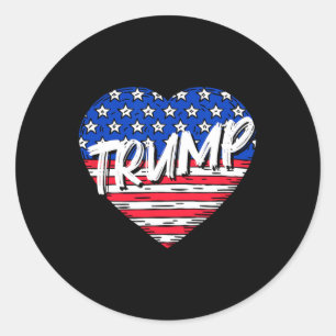 Pegatina Redonda Amo al corazón de la bandera Trump