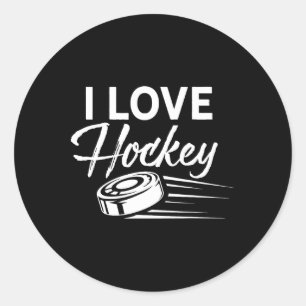 Pegatina Redonda Amo al jugador de hockey del equipo del juego port