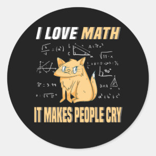 Pegatina Redonda Amo al maestro de matemáticas Kitten Mathegenie
