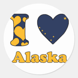 Pegatina Redonda Amo Alaska