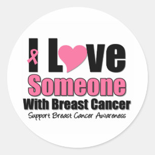 Pegatina Redonda Amo alguien con el cáncer de pecho