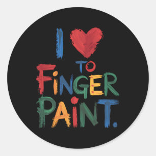 Pegatina Redonda Amo amar pintar con los dedos Estoy pintando Parej