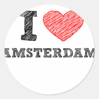 Pegatina Redonda Amo Amsterdam