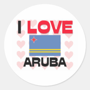 Pegatina Redonda Amo Aruba