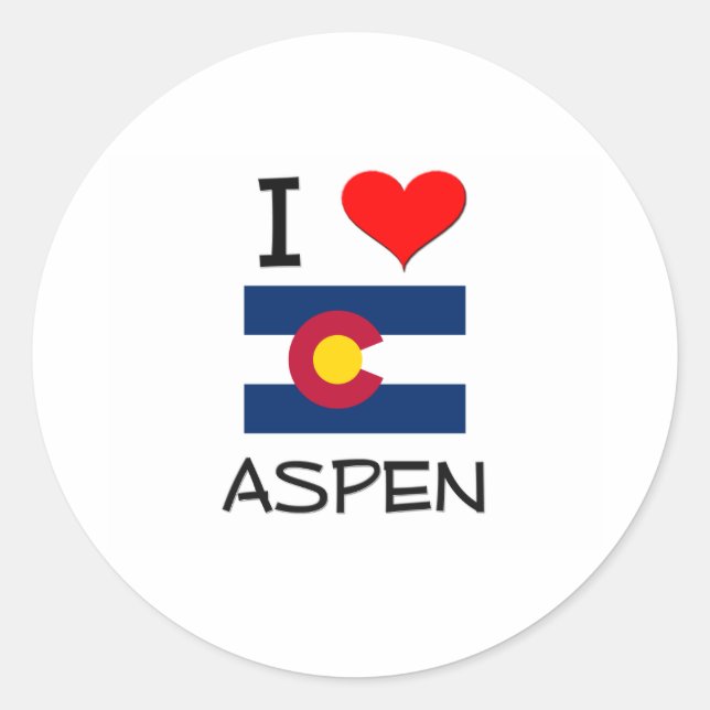 Pegatina Redonda Amo ASPEN Colorado (Anverso)