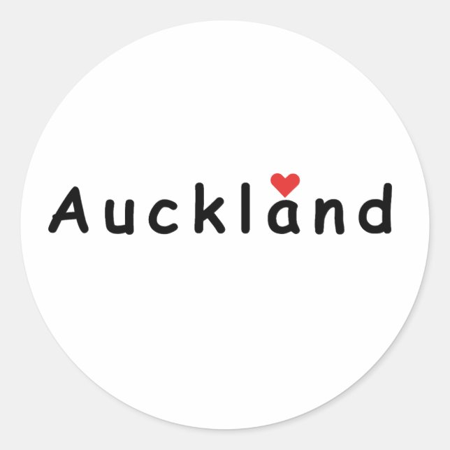 Pegatina Redonda amo Auckland (Anverso)