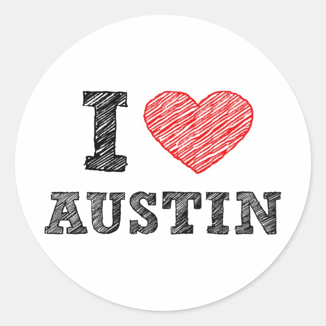 Pegatina Redonda Amo Austin (Anverso)