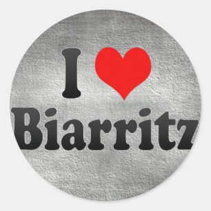 Pegatina Redonda Amo Biarritz, Francia