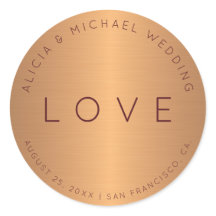 Amo boda burdeos de oro de lujo formal de cobre de