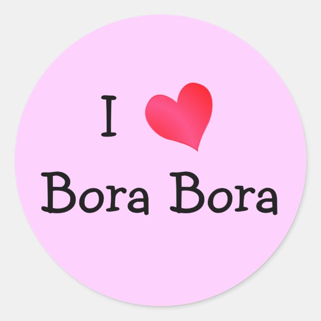Pegatina Redonda Amo Bora Bora (Anverso)