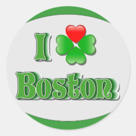 Pegatina Redonda Amo Boston - Clover