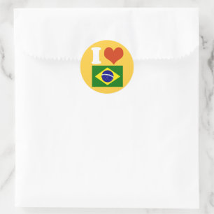 Pegatina Redonda Amo Brasil