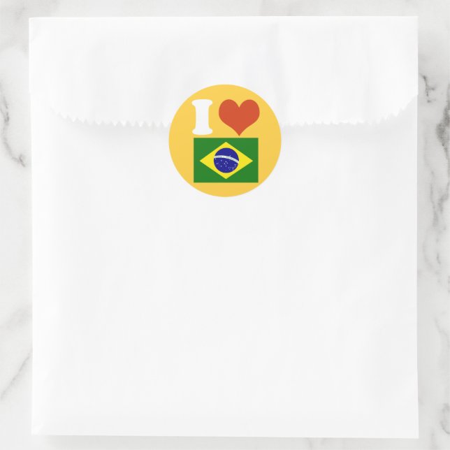 Pegatina Redonda Amo Brasil (Bolso)