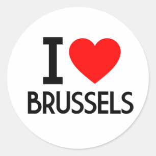 Pegatina Redonda Amo Bruselas