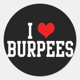 Pegatina Redonda Amo Burpees, aptitud
